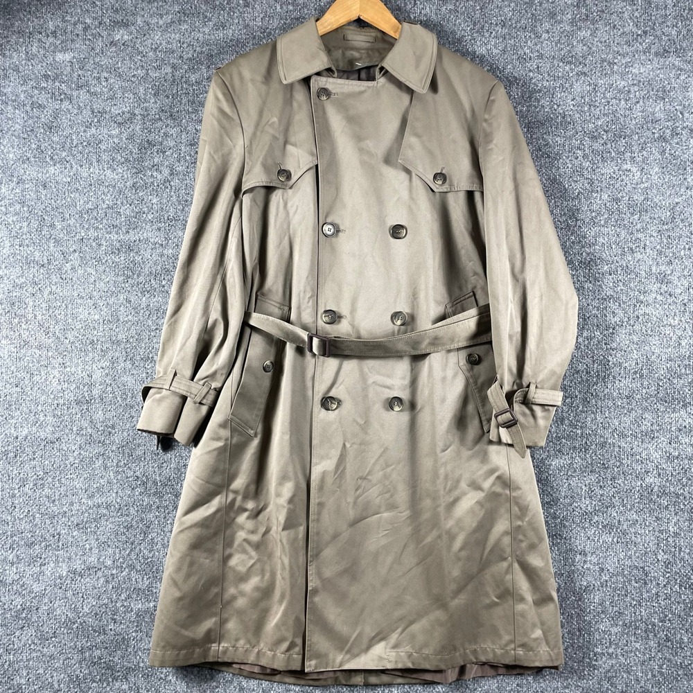 Vintage Star Trench Coat Mens 42 Regular Tan Belted Double Breasted Overcoat